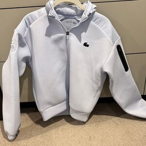 Lacoste Sport Light Blue Zip-Up Jacket with hood Mubadala Open size 38